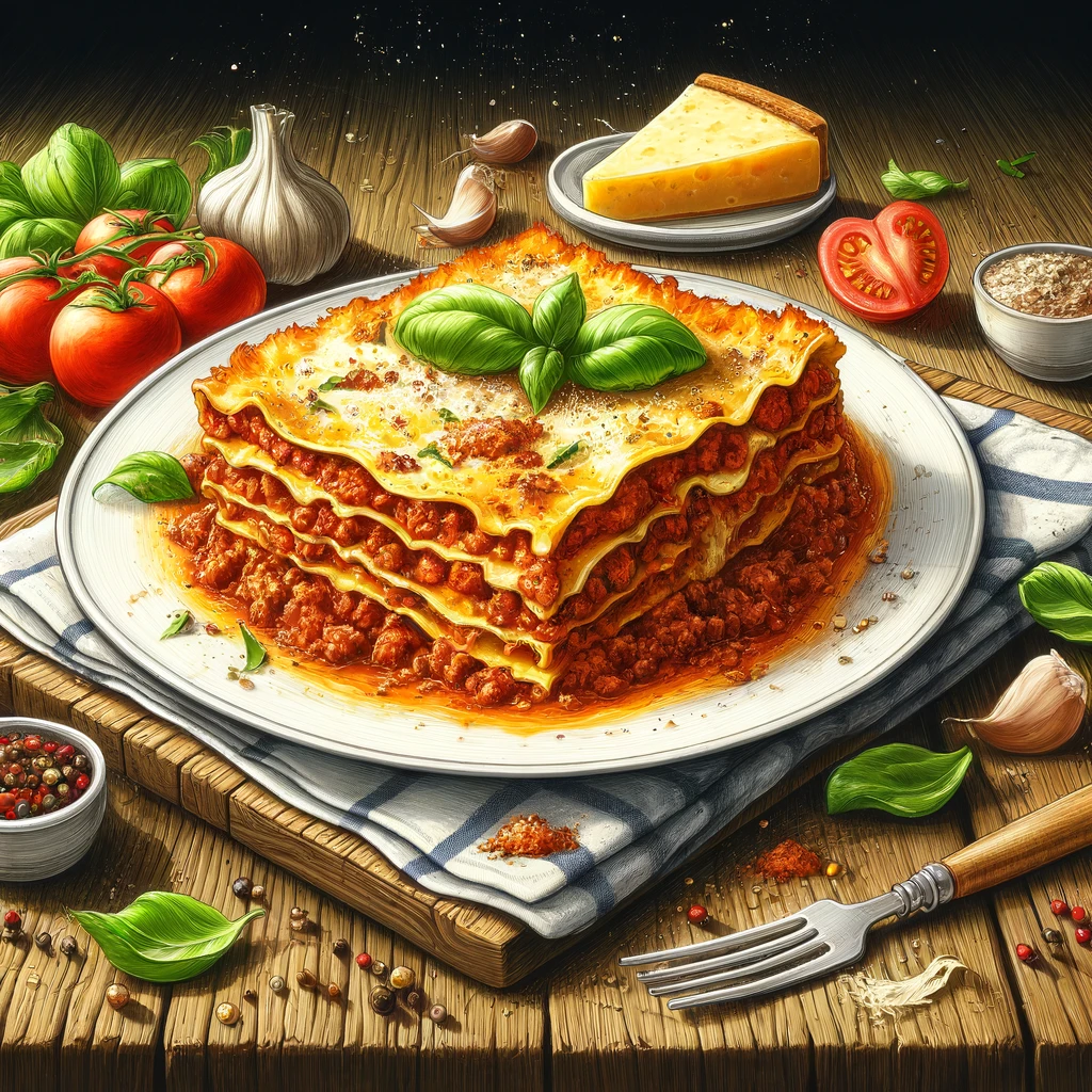 Lasagne bolognaise - illustration d'une lasagne bolognaise appetissante